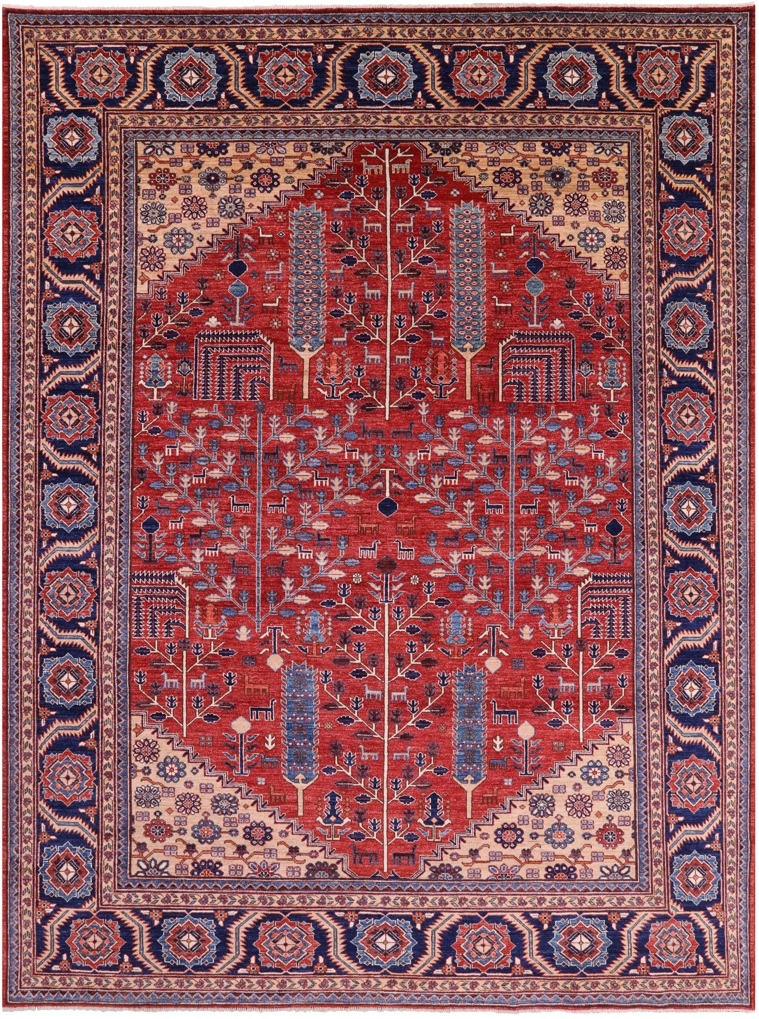 Red Persian Fine Serapi Handmade Wool Rug - 8' 11" X 11' 10" - Golden Nile