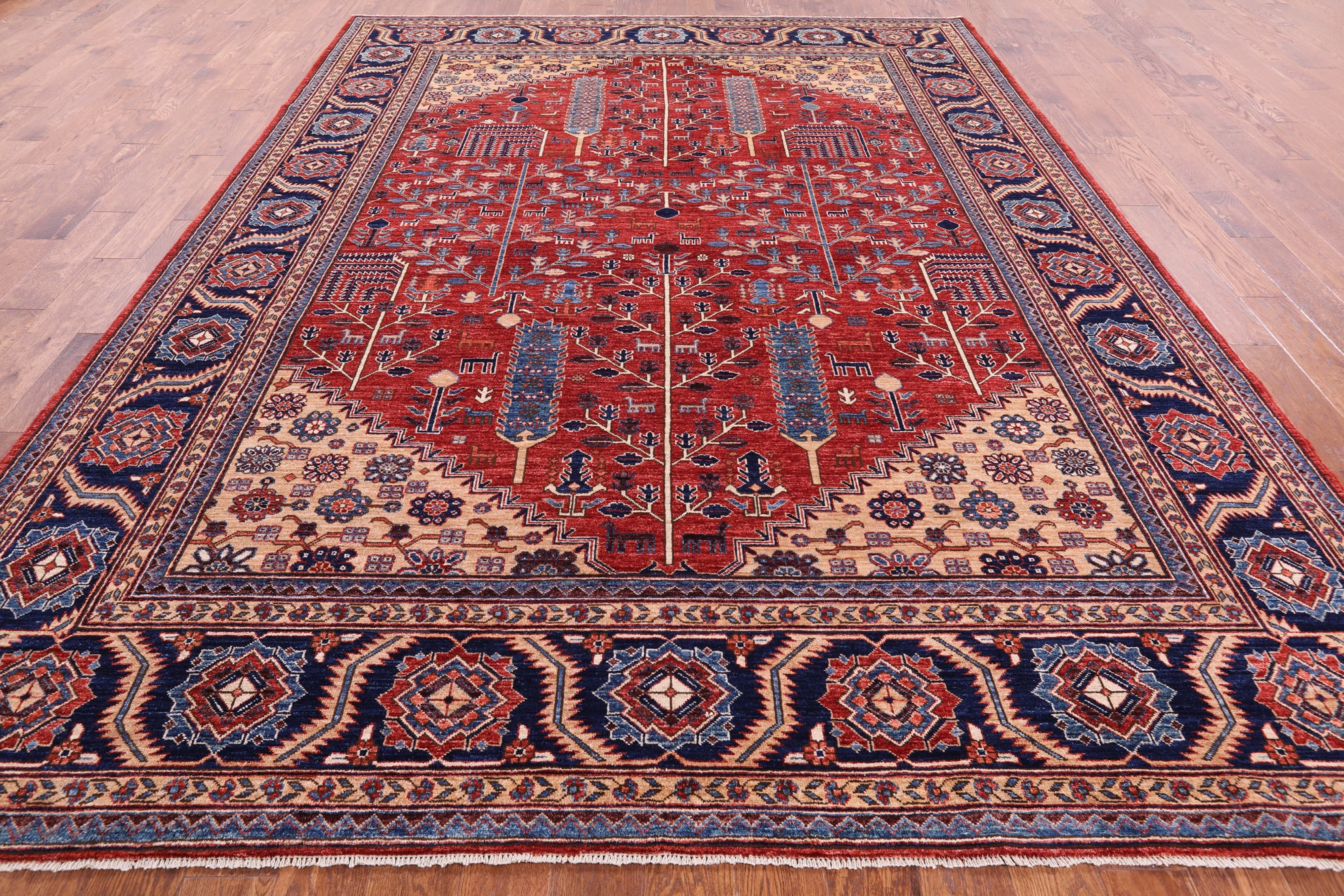 Red Persian Fine Serapi Handmade Wool Rug - 8' 11" X 11' 10" - Golden Nile