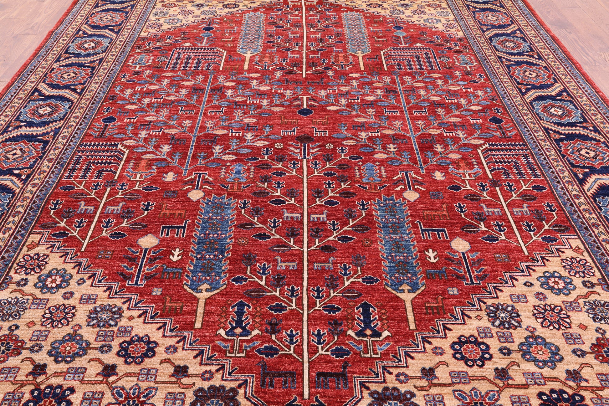 Red Persian Fine Serapi Handmade Wool Rug - 8' 11" X 11' 10" - Golden Nile