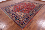 Red Persian Fine Serapi Handmade Wool Rug - 8' 11" X 11' 10" - Golden Nile