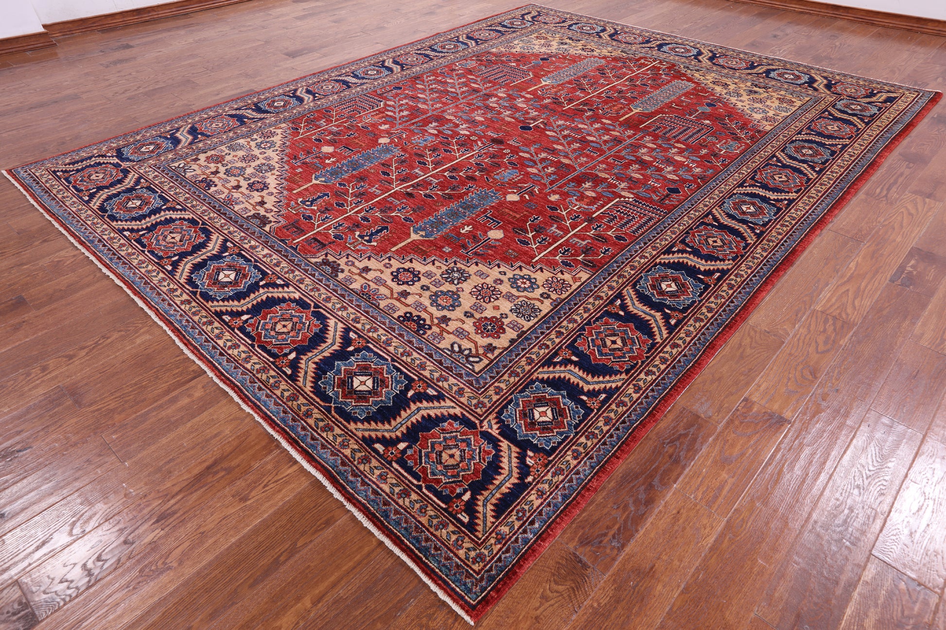 Red Persian Fine Serapi Handmade Wool Rug - 8' 11" X 11' 10" - Golden Nile