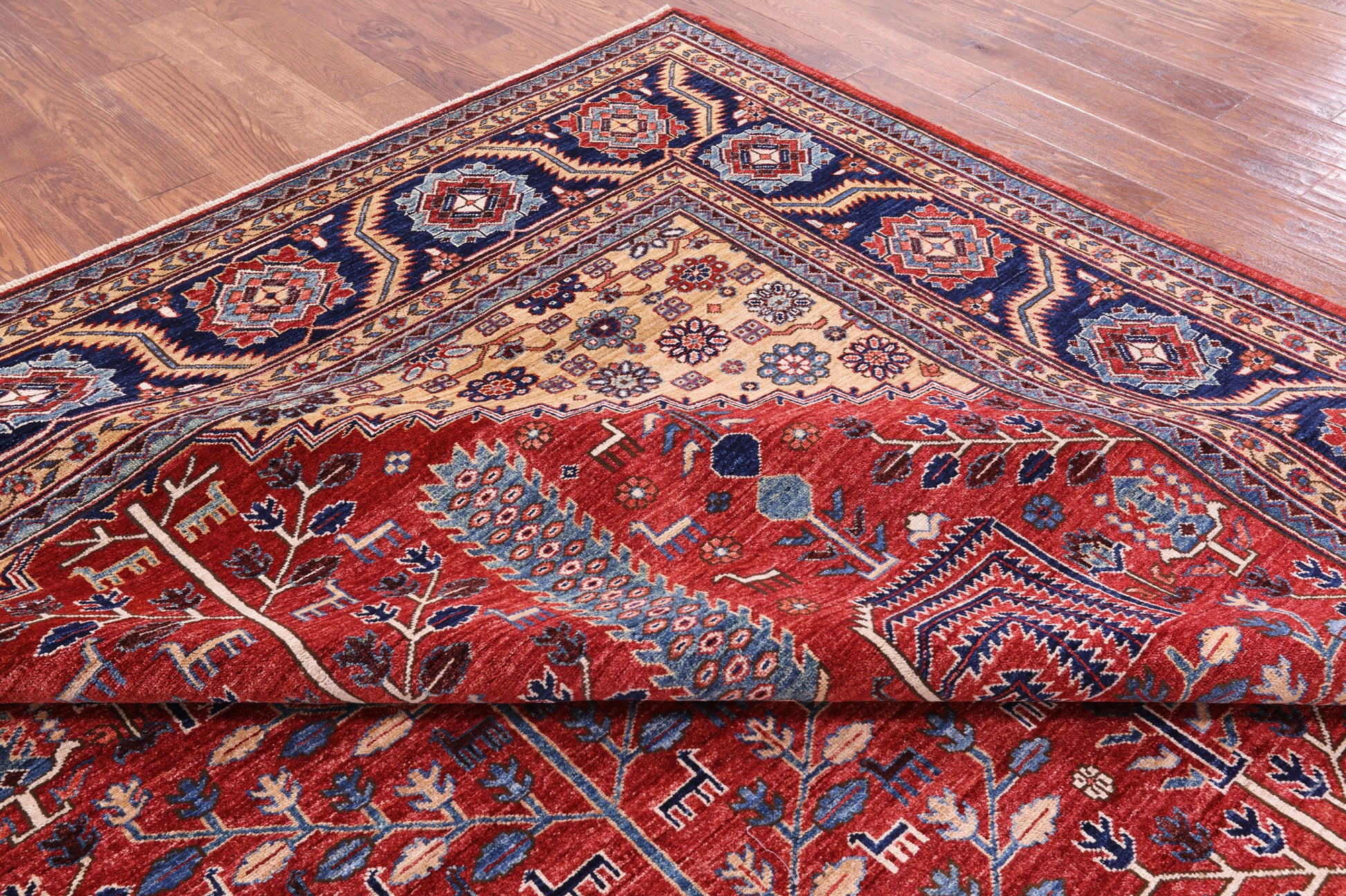 Red Persian Fine Serapi Handmade Wool Rug - 8' 11" X 11' 10" - Golden Nile