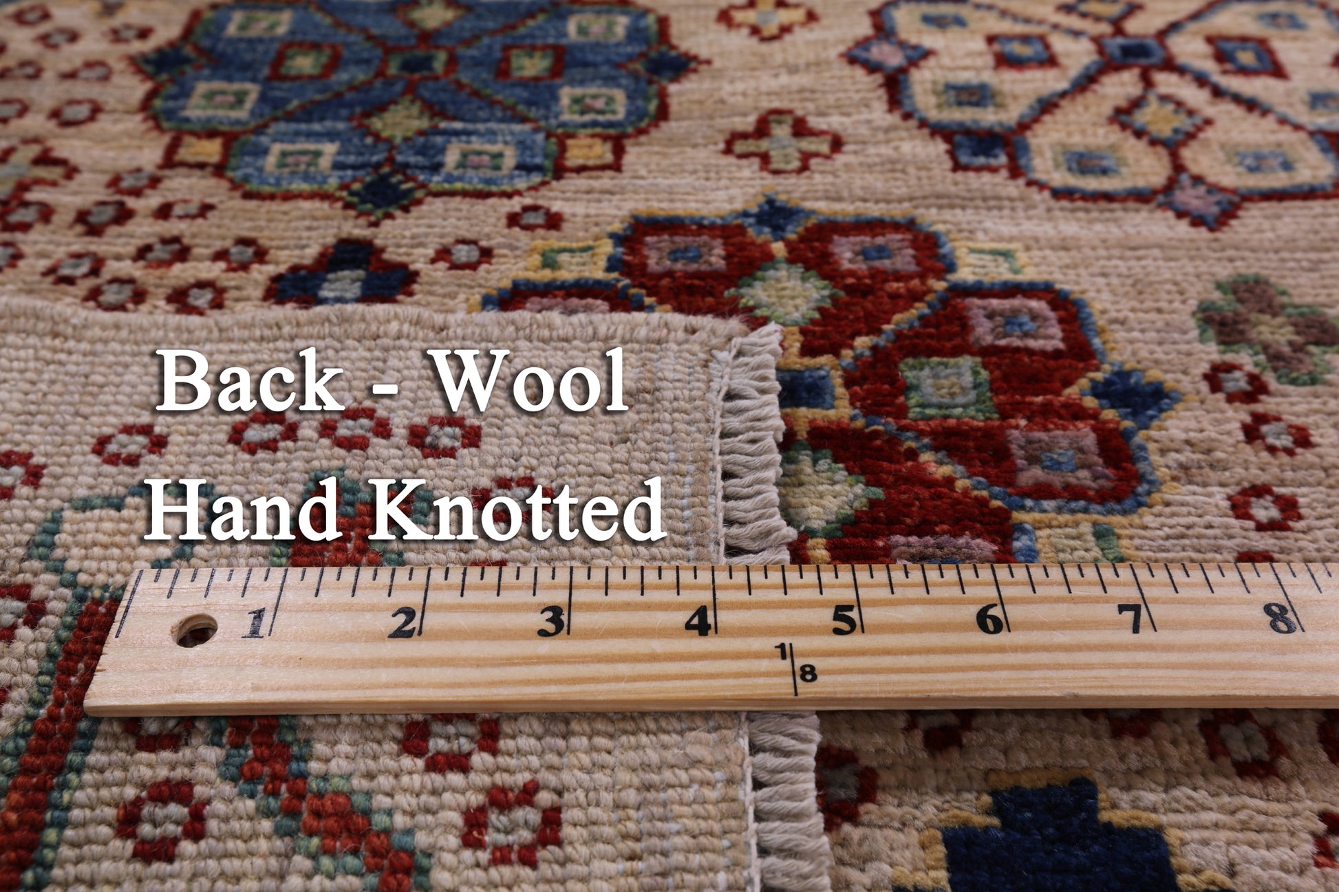 Ivory Turkmen Ersari Hand Knotted Wool Rug - 6' 4" X 8' 10" - Golden Nile