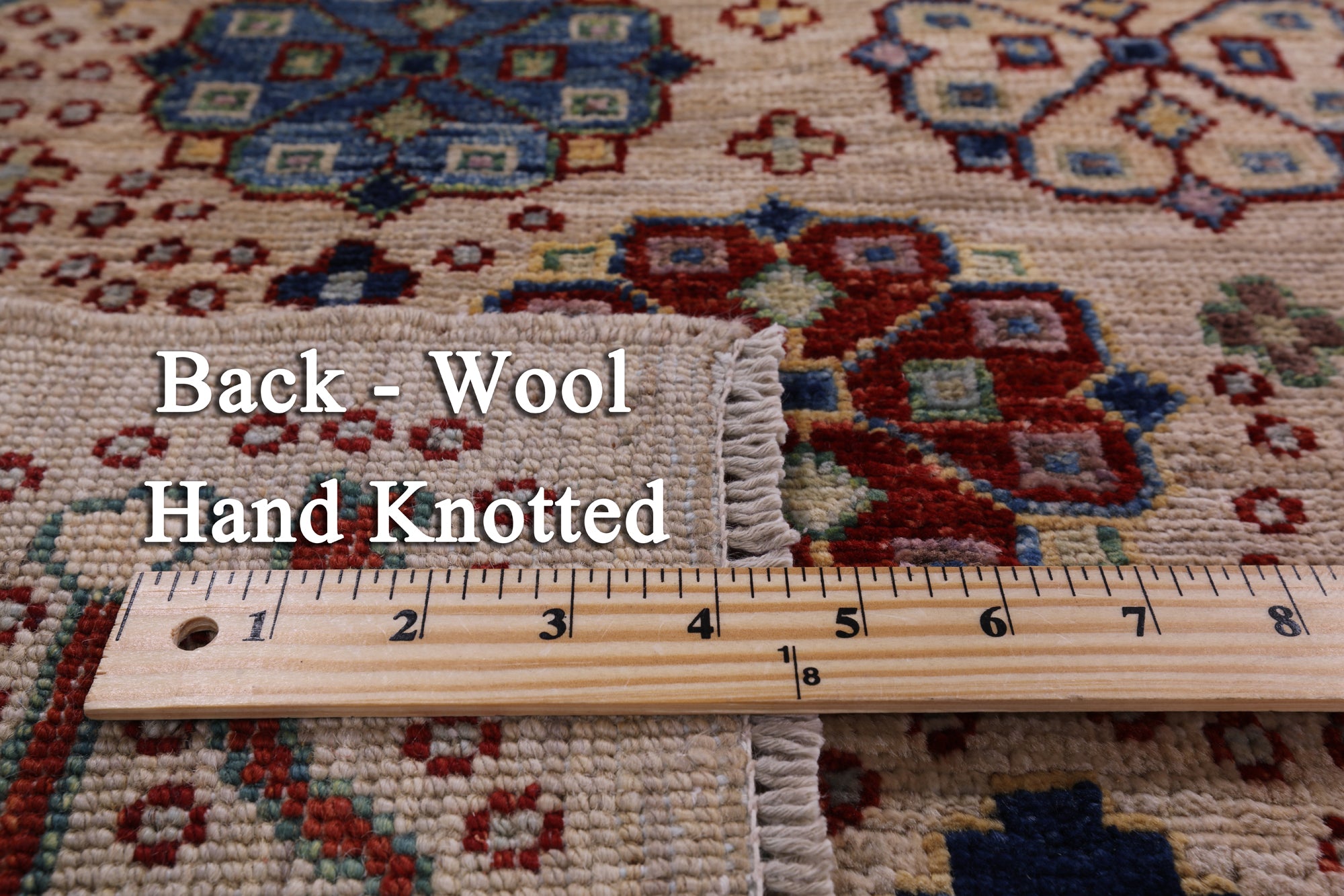 Ivory Turkmen Ersari Hand Knotted Wool Rug - 6' 4" X 8' 10" - Golden Nile