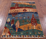 Tribal Persian Gabbeh Hand Knotted Wool Rug - 2' 8" X 4' 2" - Golden Nile