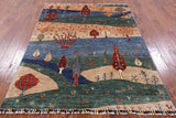 Tribal Persian Gabbeh Handmade Wool Rug - 5' 1" X 6' 9" - Golden Nile