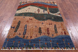 Persian Gabbeh Handmade Wool Rug - 4' 0" X 5' 8" - Golden Nile
