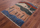 Persian Gabbeh Handmade Wool Rug - 4' 0" X 5' 8" - Golden Nile