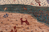Persian Gabbeh Handmade Wool Rug - 4' 0" X 5' 8" - Golden Nile
