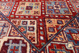 Red Tribal Khorjin Persian Gabbeh Handmade Rug - 4' 11" X 6' 7" - Golden Nile