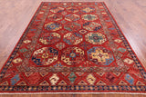 Red Turkmen Ersari Handmade Wool Rug - 6' 7" X 9' 7" - Golden Nile