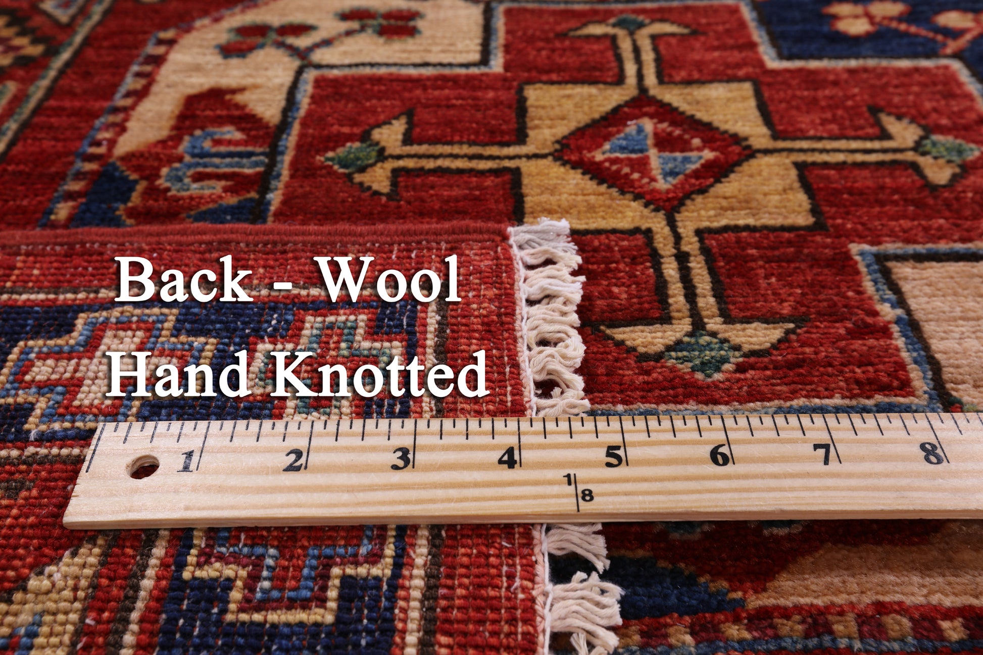 Red Turkmen Ersari Handmade Wool Rug - 6' 7" X 9' 7" - Golden Nile