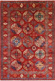 Red Turkmen Ersari Handmade Wool Rug - 6' 7" X 9' 9" - Golden Nile