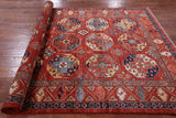Red Turkmen Ersari Handmade Wool Rug - 5' 7" X 7' 10" - Golden Nile