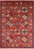 Red Turkmen Ersari Handmade Wool Rug - 5' 7" X 7' 10" - Golden Nile