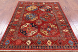 Turkmen Ersari Handmade Wool Rug - 4' 10" X 6' 7" - Golden Nile