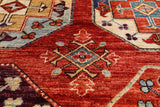 Red Turkmen Ersari Hand Knotted Wool Rug - 5' 0" X 6' 8" - Golden Nile