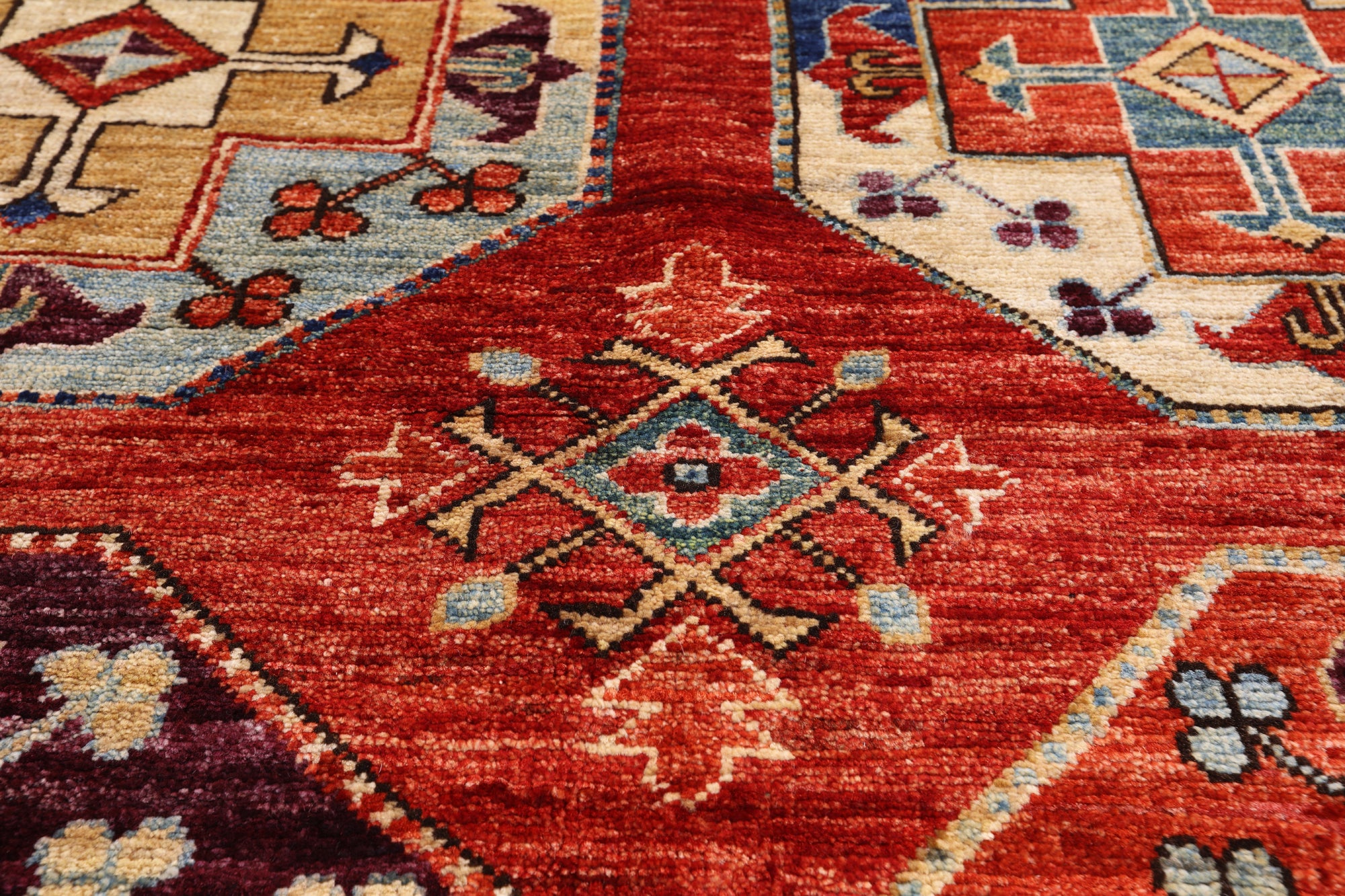 Red Turkmen Ersari Hand Knotted Wool Rug - 5' 0" X 6' 8" - Golden Nile