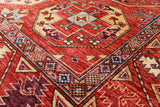 Red Turkmen Ersari Hand Knotted Wool Rug - 5' 0" X 6' 8" - Golden Nile