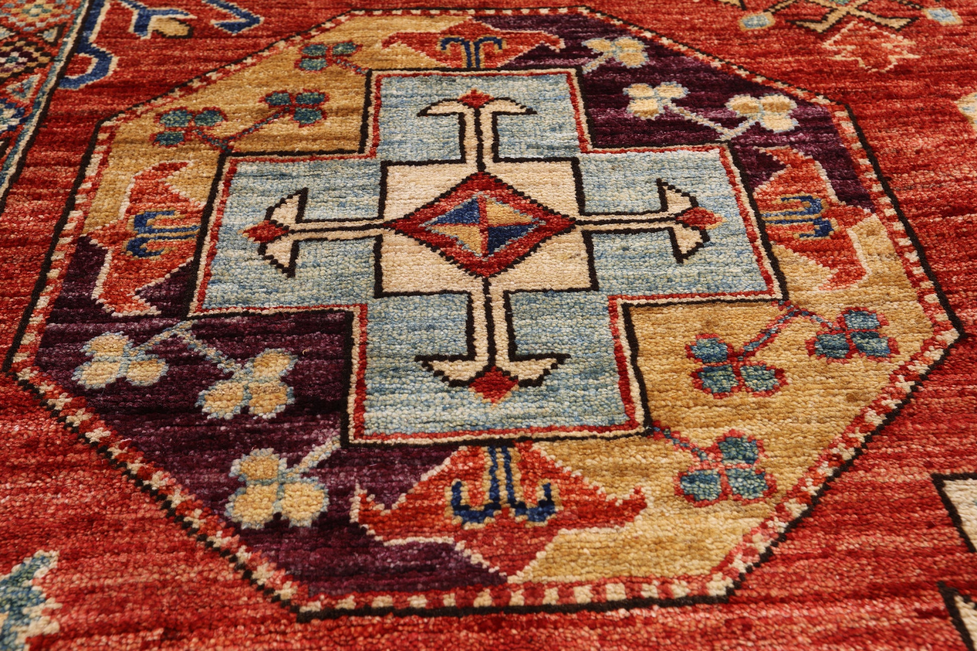 Red Turkmen Ersari Hand Knotted Wool Rug - 5' 0" X 6' 8" - Golden Nile
