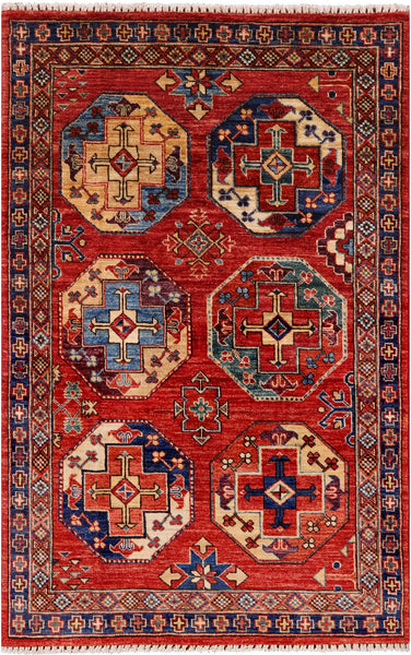 Turkmen Ersari Handmade Wool Rug - 3' 2" X 4' 11" - Golden Nile