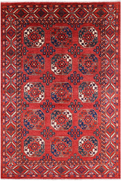 Turkmen Ersari Handmade Wool Rug - 6' 7" X 9' 10" - Golden Nile