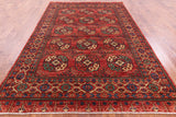 Red Turkmen Ersari Handmade Wool Rug - 6' 7" X 10' 2" - Golden Nile