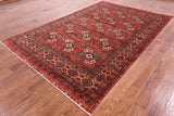 Red Turkmen Ersari Handmade Wool Rug - 6' 7" X 10' 2" - Golden Nile