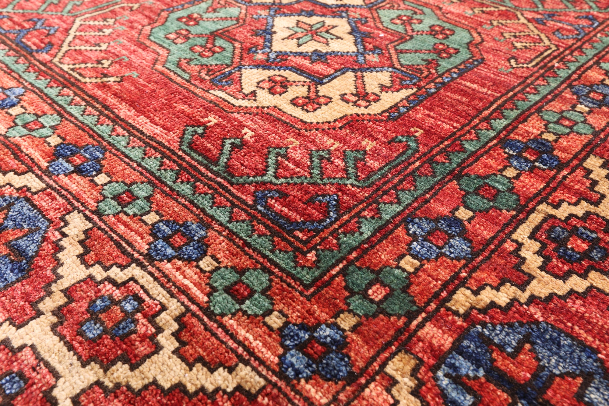 Red Turkmen Ersari Handmade Wool Rug - 6' 7" X 10' 2" - Golden Nile