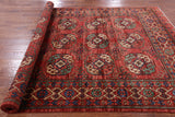 Red Turkmen Ersari Handmade Wool Rug - 6' 7" X 10' 2" - Golden Nile