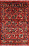 Red Turkmen Ersari Handmade Wool Rug - 6' 7" X 10' 2" - Golden Nile