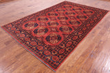 Red Turkmen Ersari Handmade Wool On Wool Rug - 6' 5" X 10' 0" - Golden Nile
