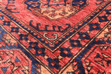 Red Turkmen Ersari Handmade Wool On Wool Rug - 6' 5" X 10' 0" - Golden Nile