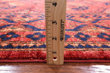 Red Turkmen Ersari Handmade Wool On Wool Rug - 6' 5" X 10' 0" - Golden Nile