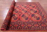 Red Turkmen Ersari Handmade Wool On Wool Rug - 6' 5" X 10' 0" - Golden Nile