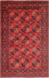 Red Turkmen Ersari Handmade Wool On Wool Rug - 6' 5" X 10' 0" - Golden Nile