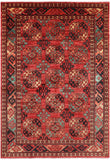 Red Turkmen Ersari Handmade Wool Rug - 6' 6" X 9' 4" - Golden Nile