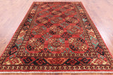 Red Turkmen Ersari Handmade Wool Rug - 6' 6" X 9' 4" - Golden Nile