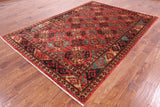 Red Turkmen Ersari Handmade Wool Rug - 6' 6" X 9' 4" - Golden Nile