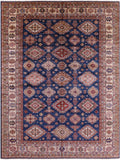 Blue Super Kazak Hand Knotted Wool Rug - 10' 1" X 13' 1" - Golden Nile
