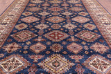Blue Super Kazak Hand Knotted Wool Rug - 10' 1" X 13' 1" - Golden Nile