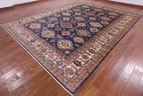 Blue Super Kazak Hand Knotted Wool Rug - 10' 1" X 13' 1" - Golden Nile