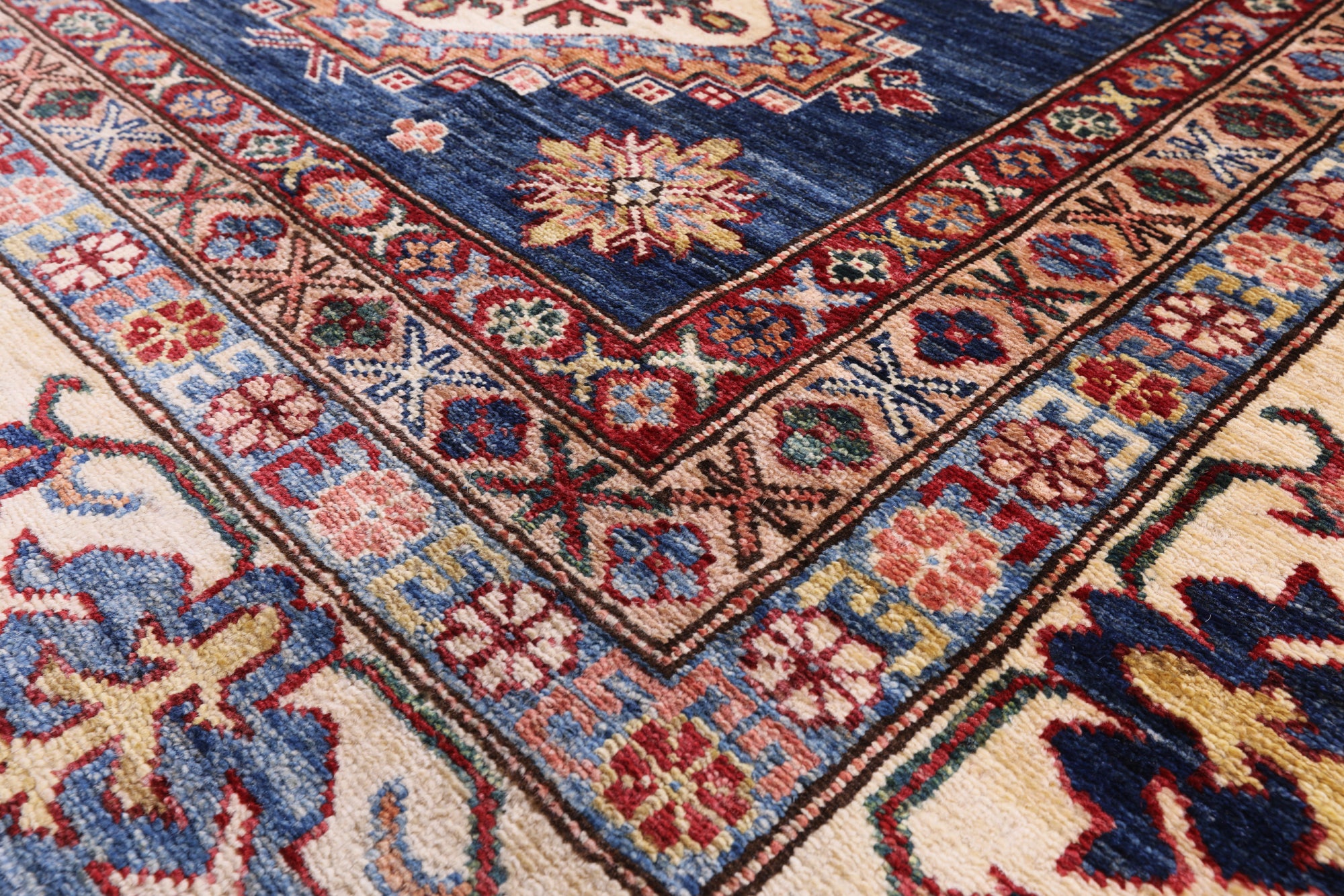 Blue Super Kazak Hand Knotted Wool Rug - 10' 1" X 13' 1" - Golden Nile