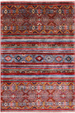 Khorjin Persian Gabbeh Hand Knotted Wool Rug - 3' 11" X 5' 10" - Golden Nile