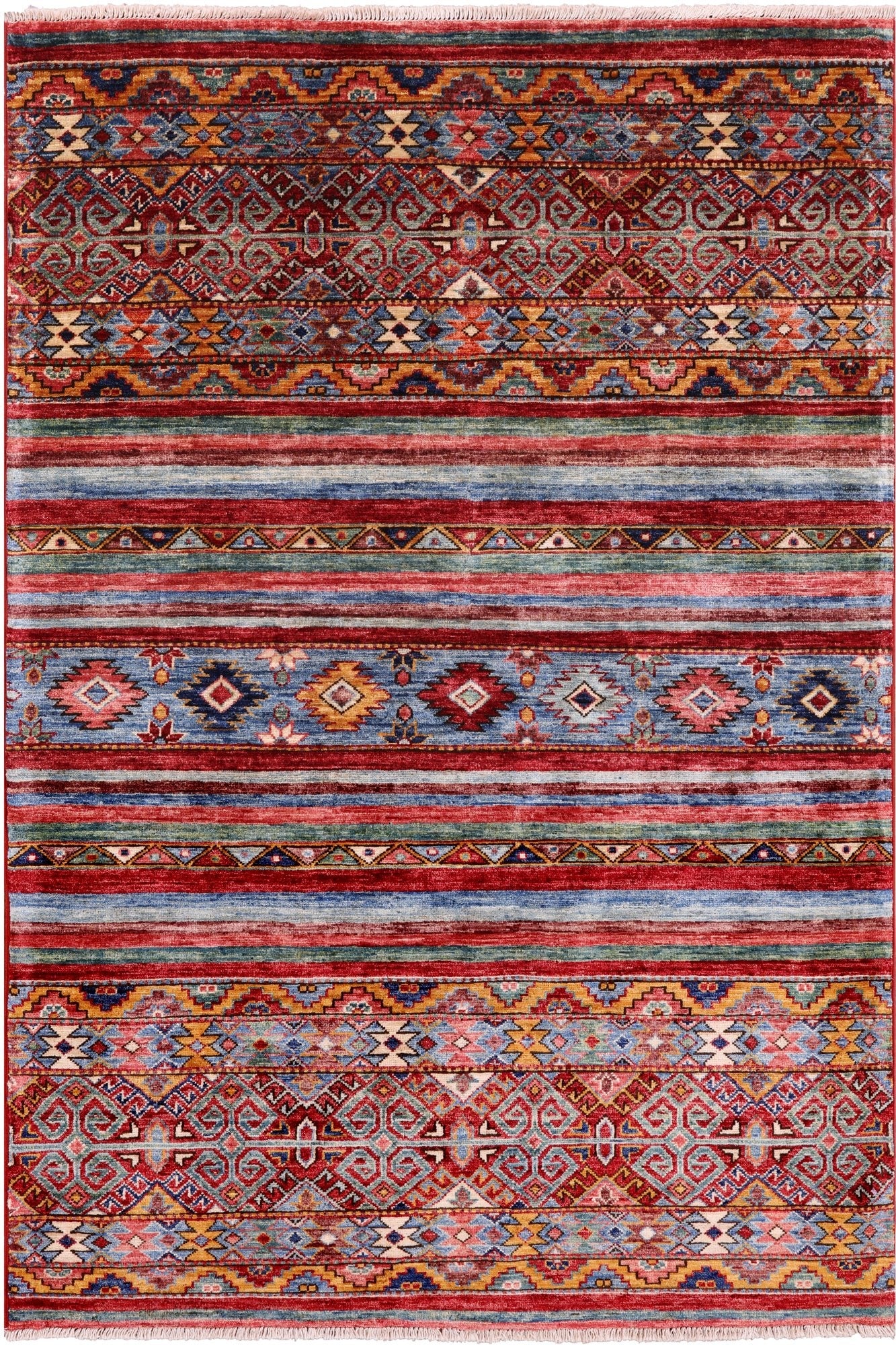 Khorjin Persian Gabbeh Hand Knotted Wool Rug - 3' 11" X 5' 10" - Golden Nile