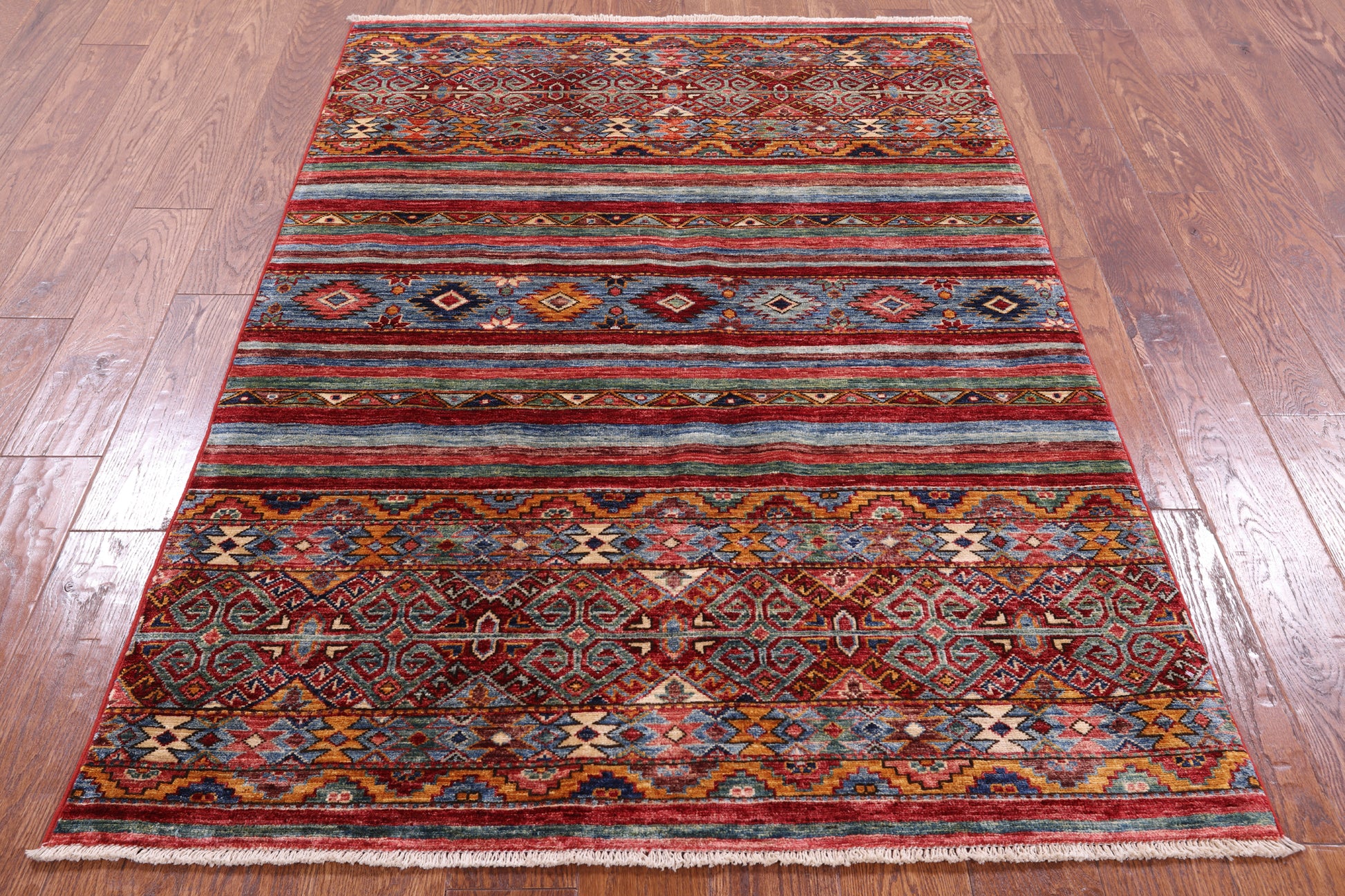 Khorjin Persian Gabbeh Hand Knotted Wool Rug - 3' 11" X 5' 10" - Golden Nile