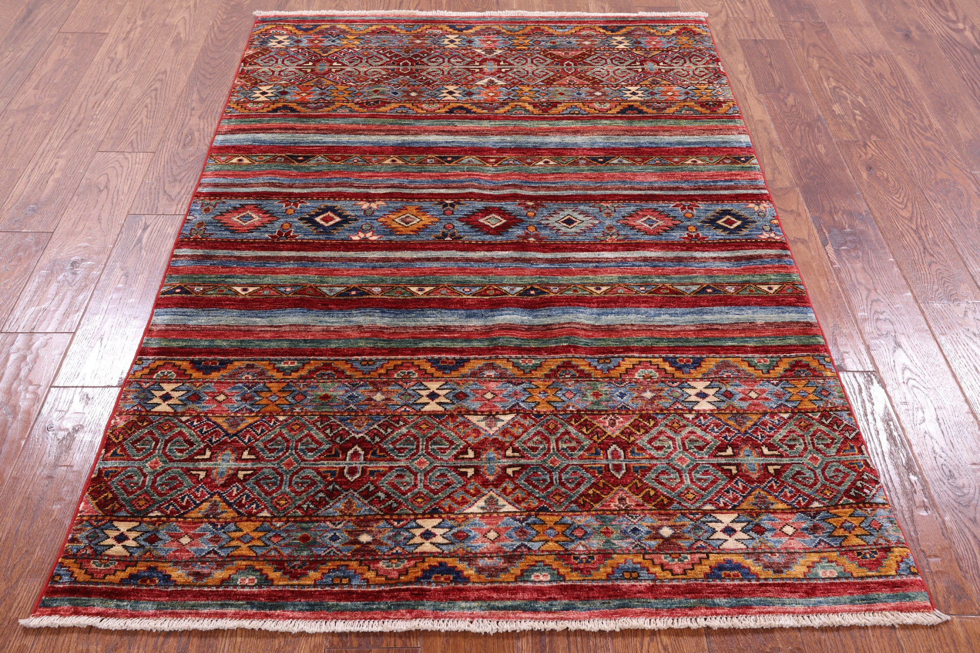 Khorjin Persian Gabbeh Hand Knotted Wool Rug - 3' 11" X 5' 10" - Golden Nile