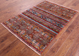 Khorjin Persian Gabbeh Hand Knotted Wool Rug - 3' 11" X 5' 10" - Golden Nile
