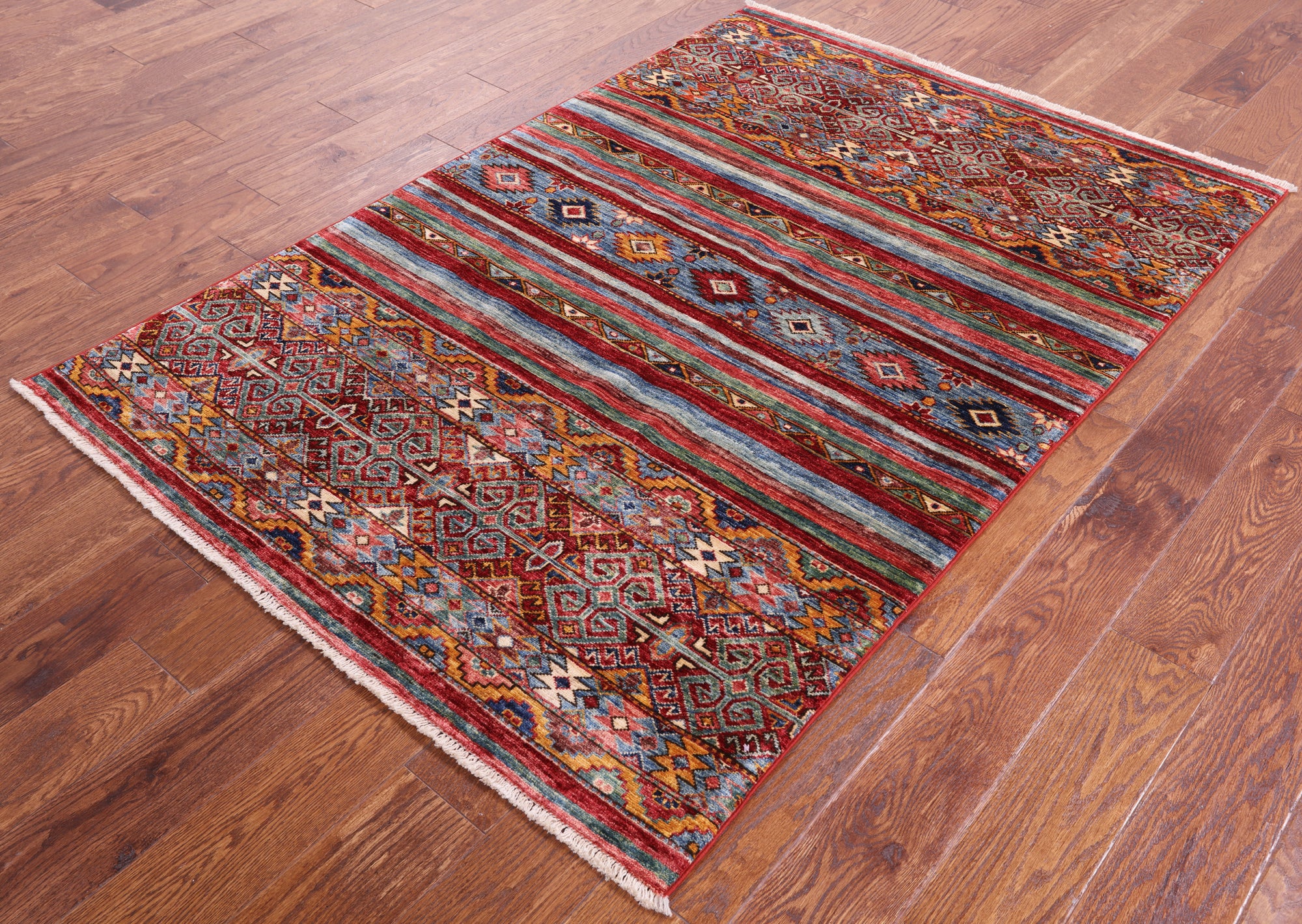 Khorjin Persian Gabbeh Hand Knotted Wool Rug - 3' 11" X 5' 10" - Golden Nile