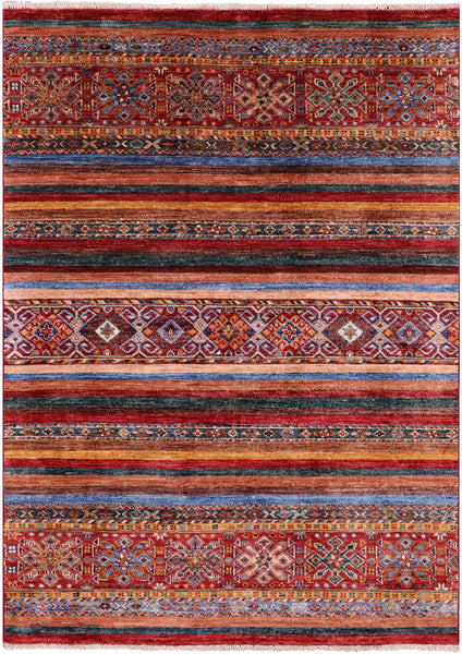 Khorjin Persian Gabbeh Handmade Wool Rug - 4' 3" X 6' 0" - Golden Nile